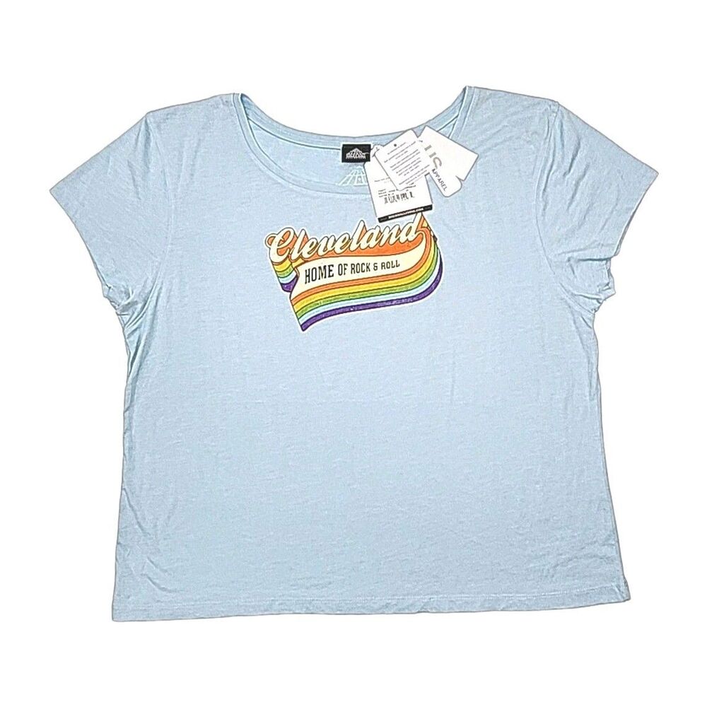 Rock & Roll Hall Of Fame T-Shirt Cleveland Blue Rainbow Pride Graphic Sz XXL NEW
